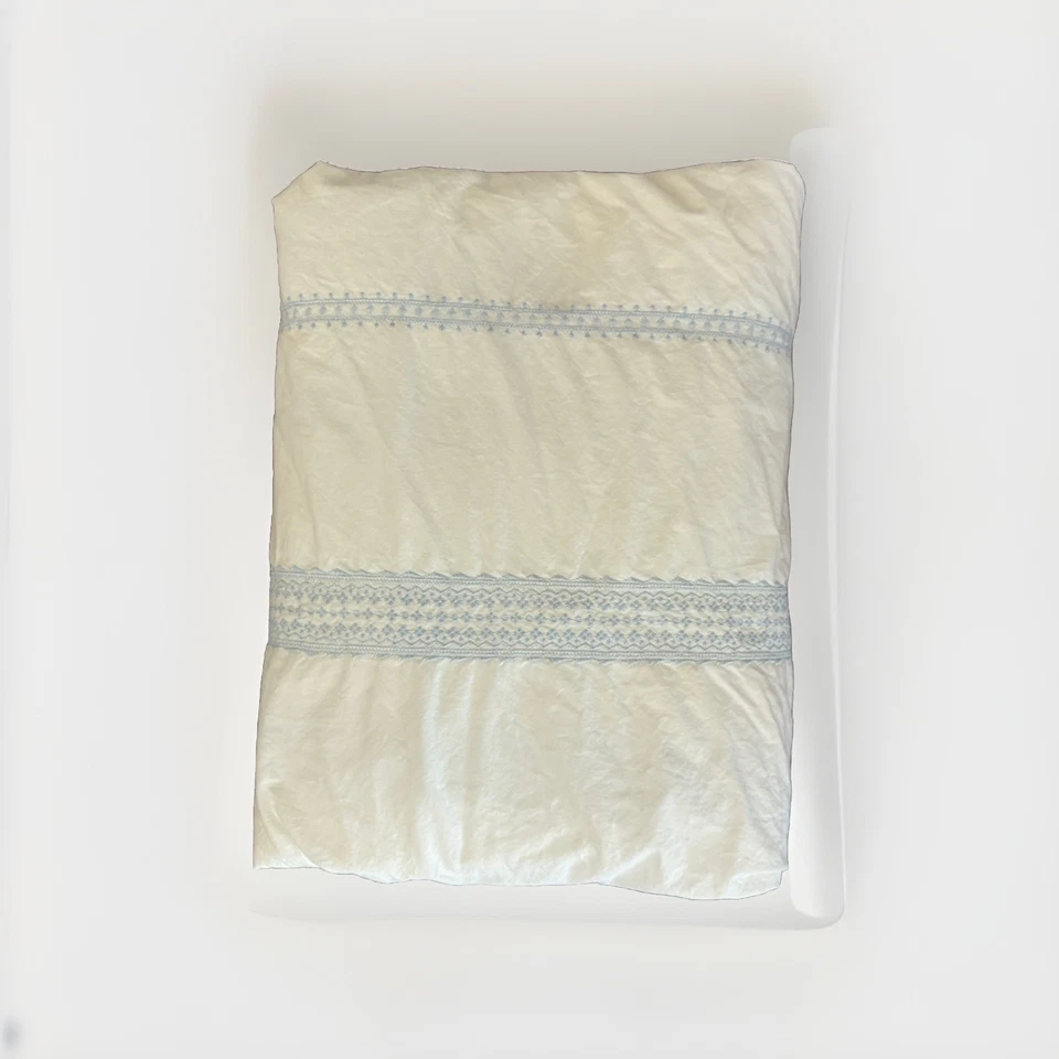 SIMPLY SHABBY CHIC TWIN DUVET WHITE BLUE BOHEMIAN EMBROIDERED 86x62 - Image 2 of 4
