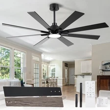 62 Inch Ceiling Fans with Lights and Remote, Pure Copper DC Motor Black Large...