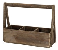 Chic Antique - Holzkiste 3 FäCher Holzkorb Kiste Korb Kasten Holz Griff 41077900