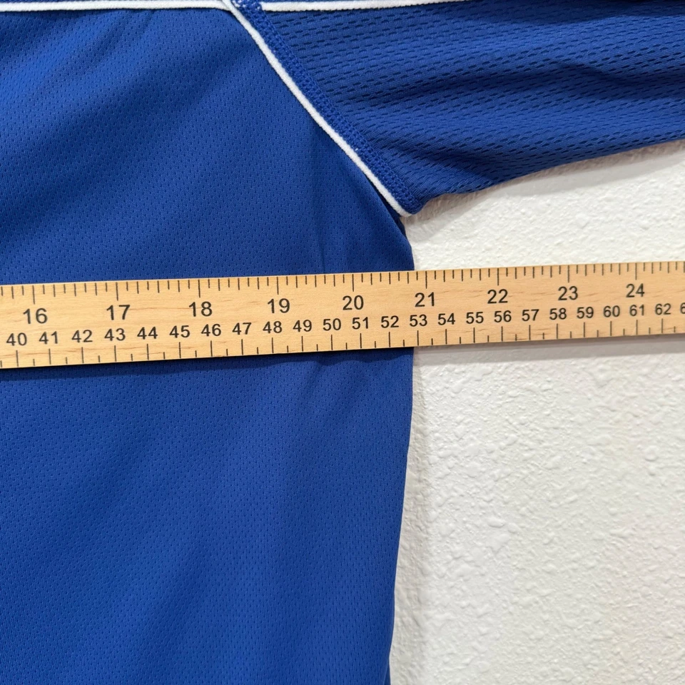 Asics Mens Long Sleeve Athletic Training Shirt Blue White Trim Activewear - Image 4 of 4