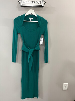 Sofia Jeans by Sofia Vergara Womens Belted Rib Knit Midi Dress, Green Size XL