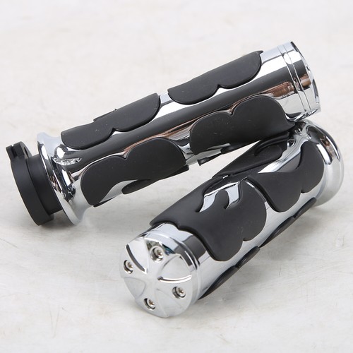 Handlebar Grips For Harley Davidson Road King Softail - 1" Chrome & Black Motorcycle Grips