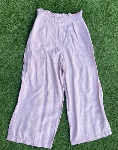 Wide Leg Trousers Lights Ruffle UK8 Dusty W26" L22" wide pink TOPSHOP - Picture 2 of 9