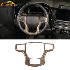 Wood Grain Steering Wheel Cover Trim Mould Overlay For Chevy Silverado 1500 19+