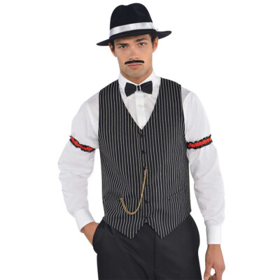 Gangster Vest Adult Men's Costume 1920s Gatsby Pinstriped Mafia