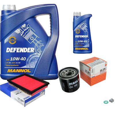 MAHLE Inspektionspaket 6 L MANNOL Defender 10W-40 für Nissan Pulsar Schrägheck