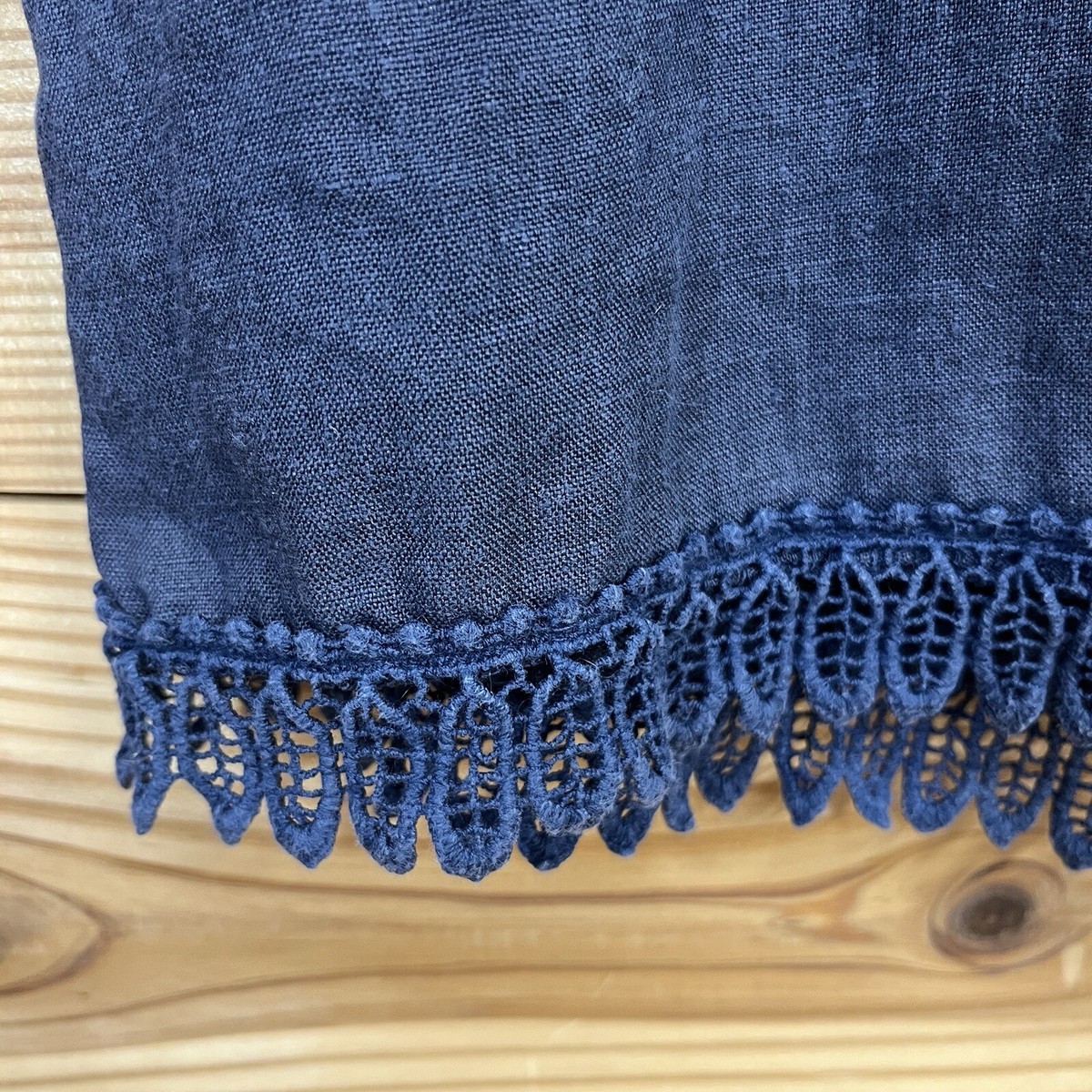 Bella Umbra Linen Dress XS Blue Shift Lace Trim Made in Italy Sundress B157  | eBay