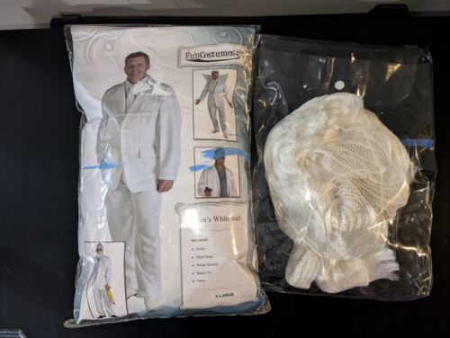 Fun Costumes .Com Men's White Suit Wig Beard Size XL Xtra Large *Read** Old Man