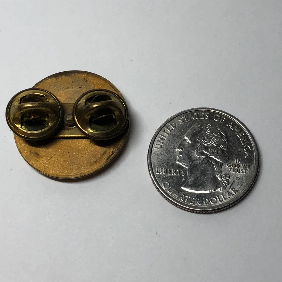 Gold Tone Flame Metal Pin 1" Round  Lapel Pin Back Pendant #88 - Image 3 of 3