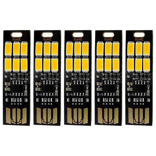 5x 6-LED USB Portable Keychain Lamp W/ Touch Dimming 1W 3200K Warm Light Kit