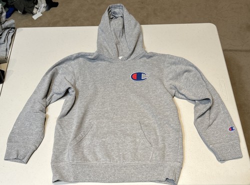 Champion Sweatshirt Pullover Hoodie Gray Embroidered Youth Boys Large