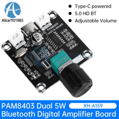 PAM8403 5W+5W DC5V Type-C   5.0 Digital Amplifier Board With Volume Knob #A6-37