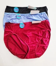 3 Vanity Fair Illumination Hi-Cut Brief Panty Multi 13108 Sz 7/L - NWT