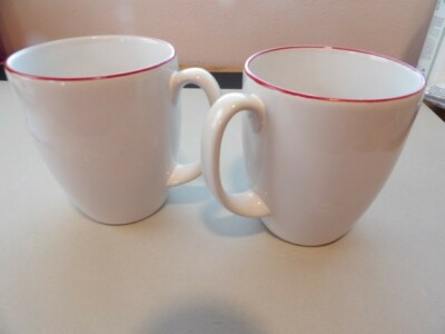 2# Corelle Livingware Classic Café Red Stoneware Coffee Tea Mugs