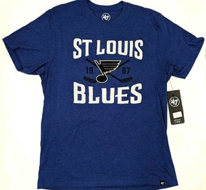 St. Louis Blues '47 Brand NHL Men's T Shirt Size Medium Blue White
