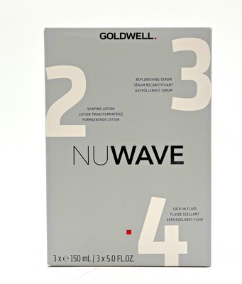 Goldwell NuWave Step 2-3-4 - 3 Count(Shaping Lotion, Replenishing Serum, lock-in
