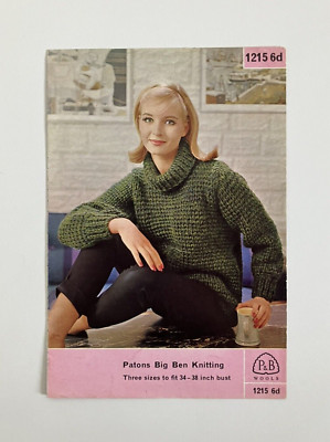 P&B Patons 1215 6d original vintage Strickanleitung Strickmuster Pullover Damen