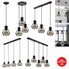Vintage 1/2/3/4/5/ Way Pendant Industrial Ceiling Metal Cage Dining Table Light