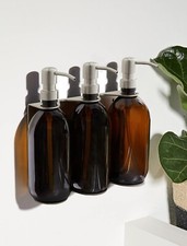 Kuishi Wall-Mounted Black Soap Dispenser Bracket 250-500ml Triple Bottle Holder