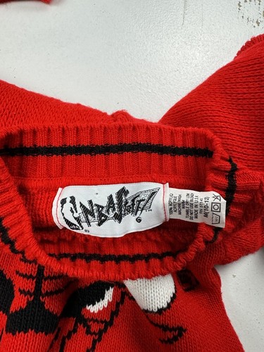 Vintage NBA STUFF! Chicago Bulls Knit Pullover Sweater Youth Kids Med 10-12 Vtg - Picture 5 of 6