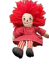 Knickerbocker Raggedy Ann Cloth Doll 12" Sits 7" Embroidered I Love You Heart 