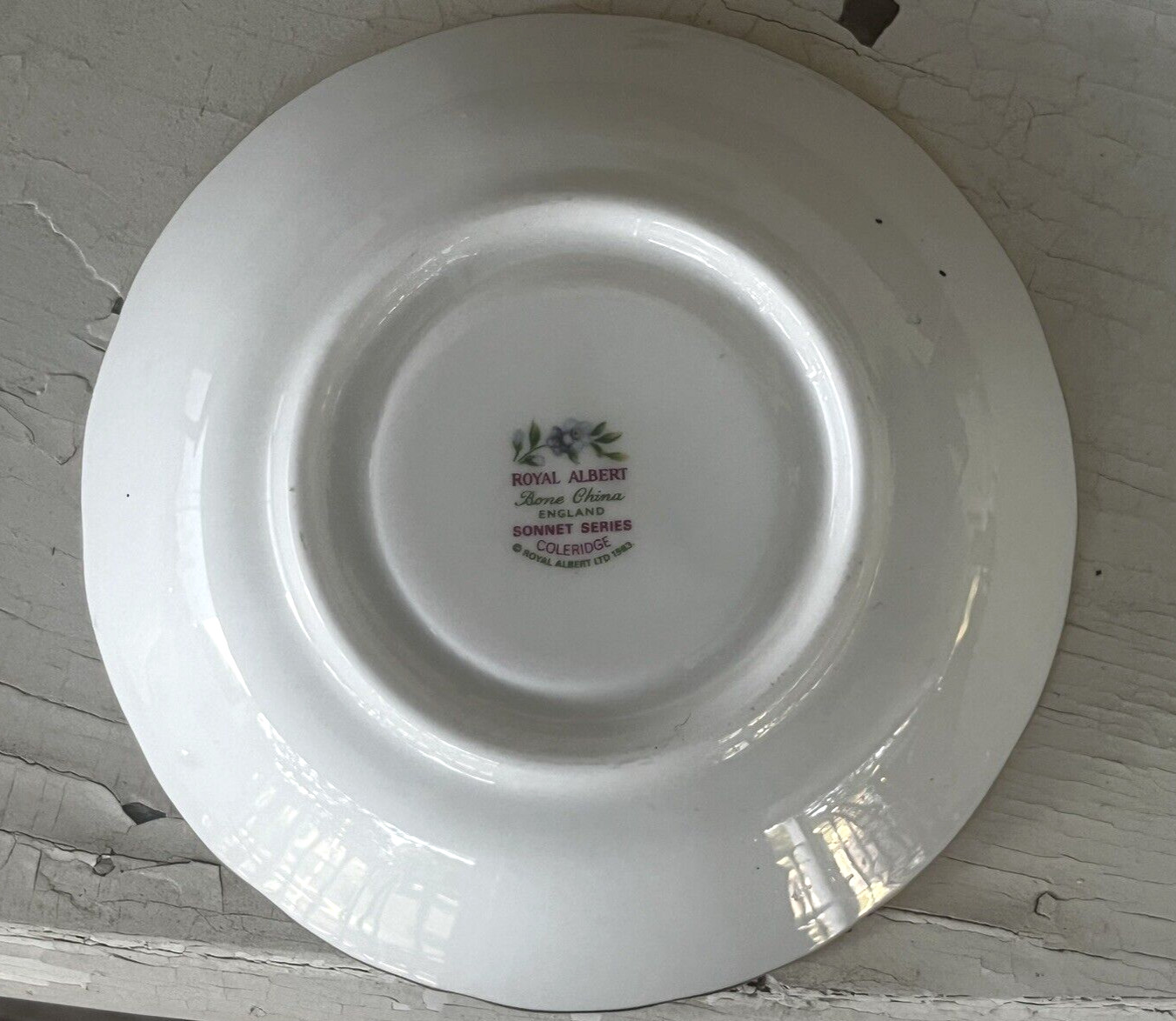 Royal Albert Coleridge Cup & Saucer Bone China Sonnet Series Purple Blue Flowers
