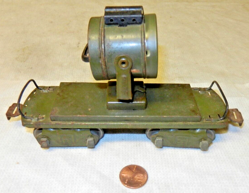 Marx 2561MD Dummy Searchlight Car Olive Drab 8 Wheel Tin 6 Inch Military Train!