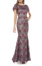 Js Collections Embroidered Overlay Illusion Lace Gown, Size 6
