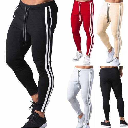 Men Skinny Gym Slim Fit Sweatpants Sports Trousers Bottoms Workout Joggers Pants - Picture 4 of 16