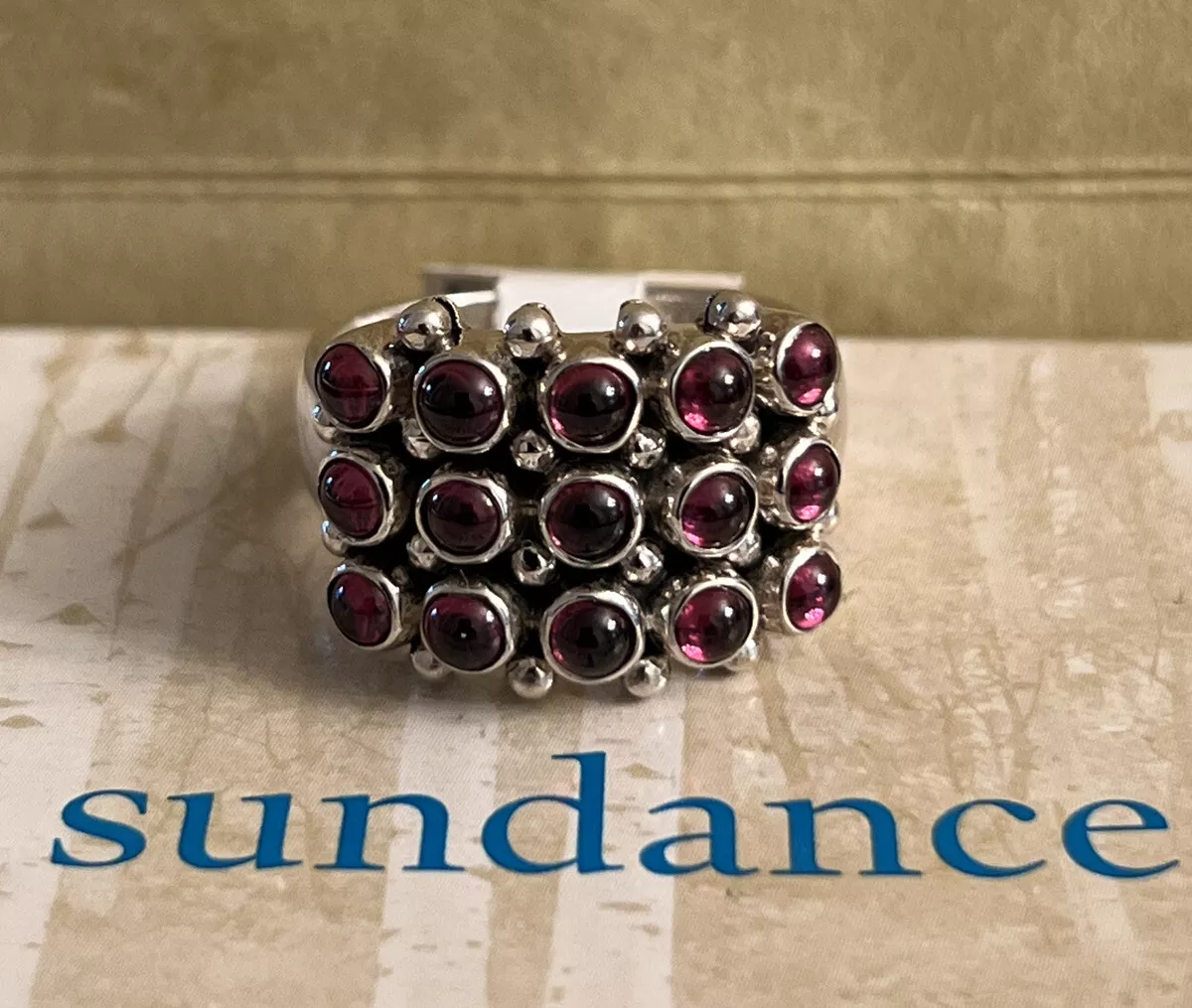 NWT Sundance Catalog Garnet Silver Red Carpet Ring size 5 98 eBay