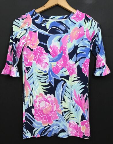 Lilly Pulitzer Girls Mini Sophie Ruffle Dress Multicolor Floral Size L 8-10