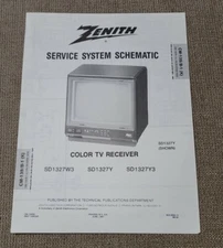 Zenith Service System Schematic Color TV Receiver SD1327Y3/SD1327W3/SD1327Y
