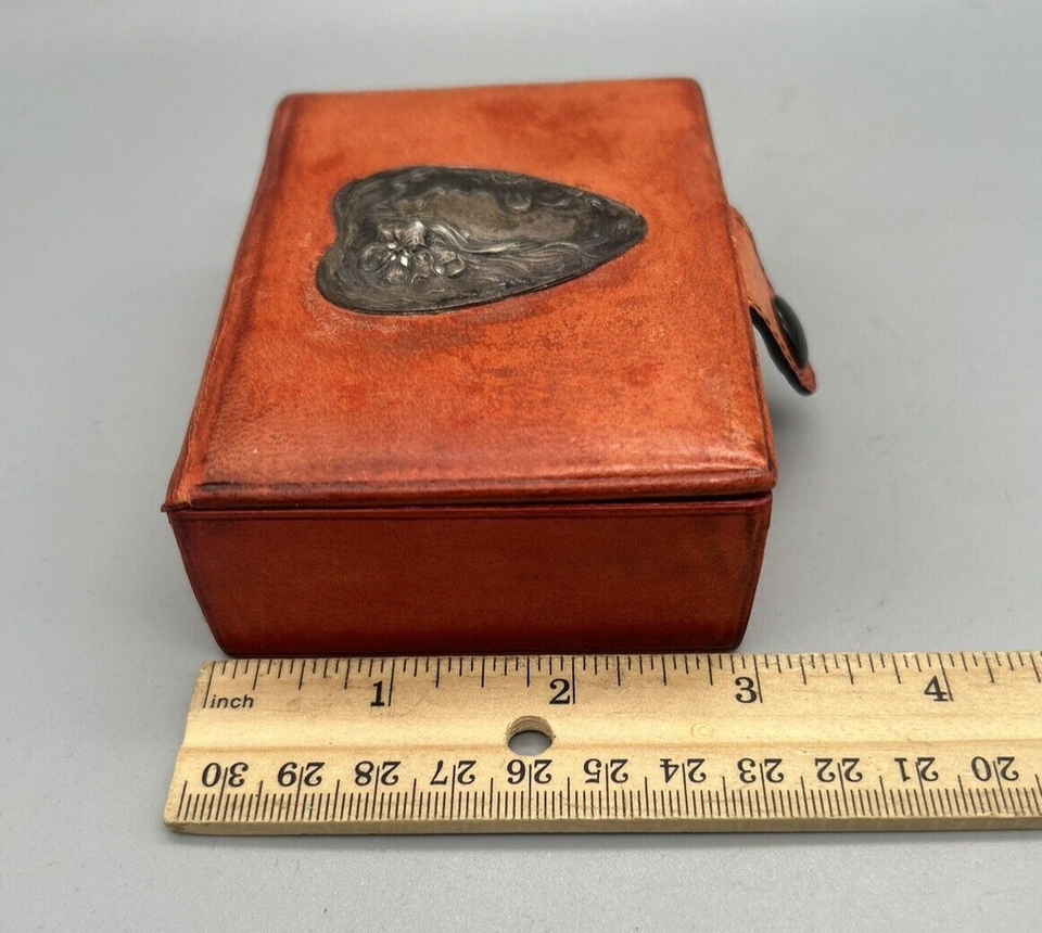 Art Nouveau Silver Flowing Hair Lady Mounted Empty Italian Leather