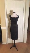 Eliza J Evening Cocktail Black Satin Dress Gown  sz 6 Nwot