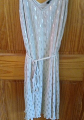 metallic pleated side tie cami dress