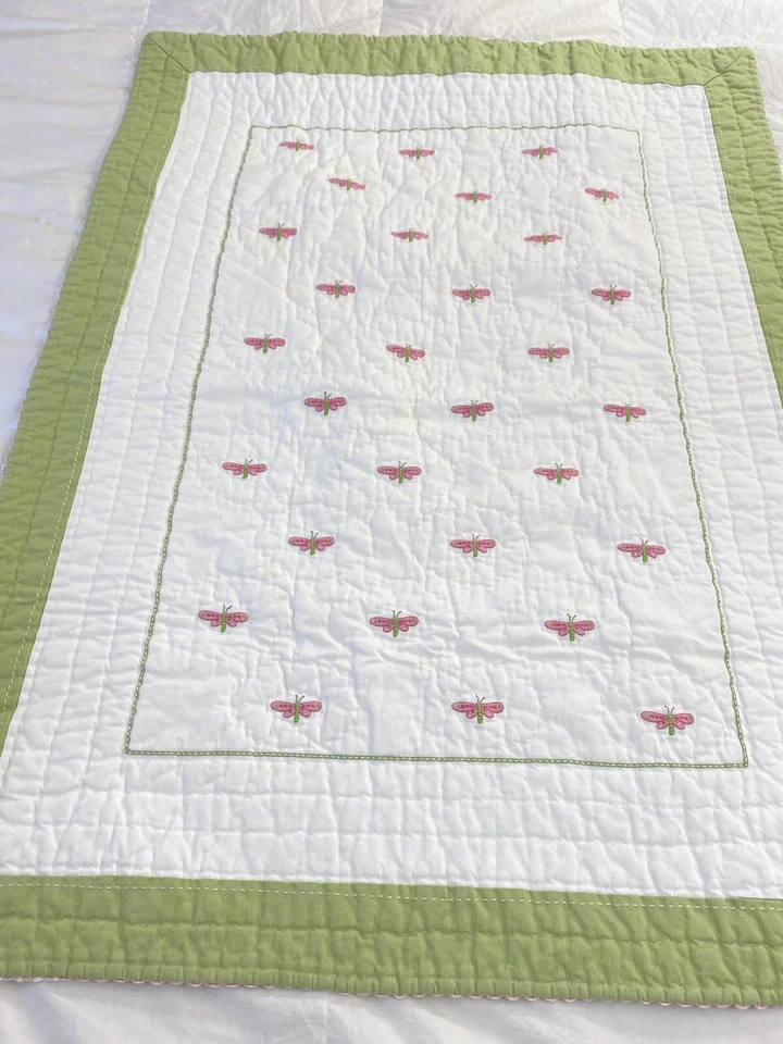 Pottery Barn Niños Lilly Libélula Guardería Edredón Cuna Falda CONJUNTO Rosa Verde Foto 2 de 4