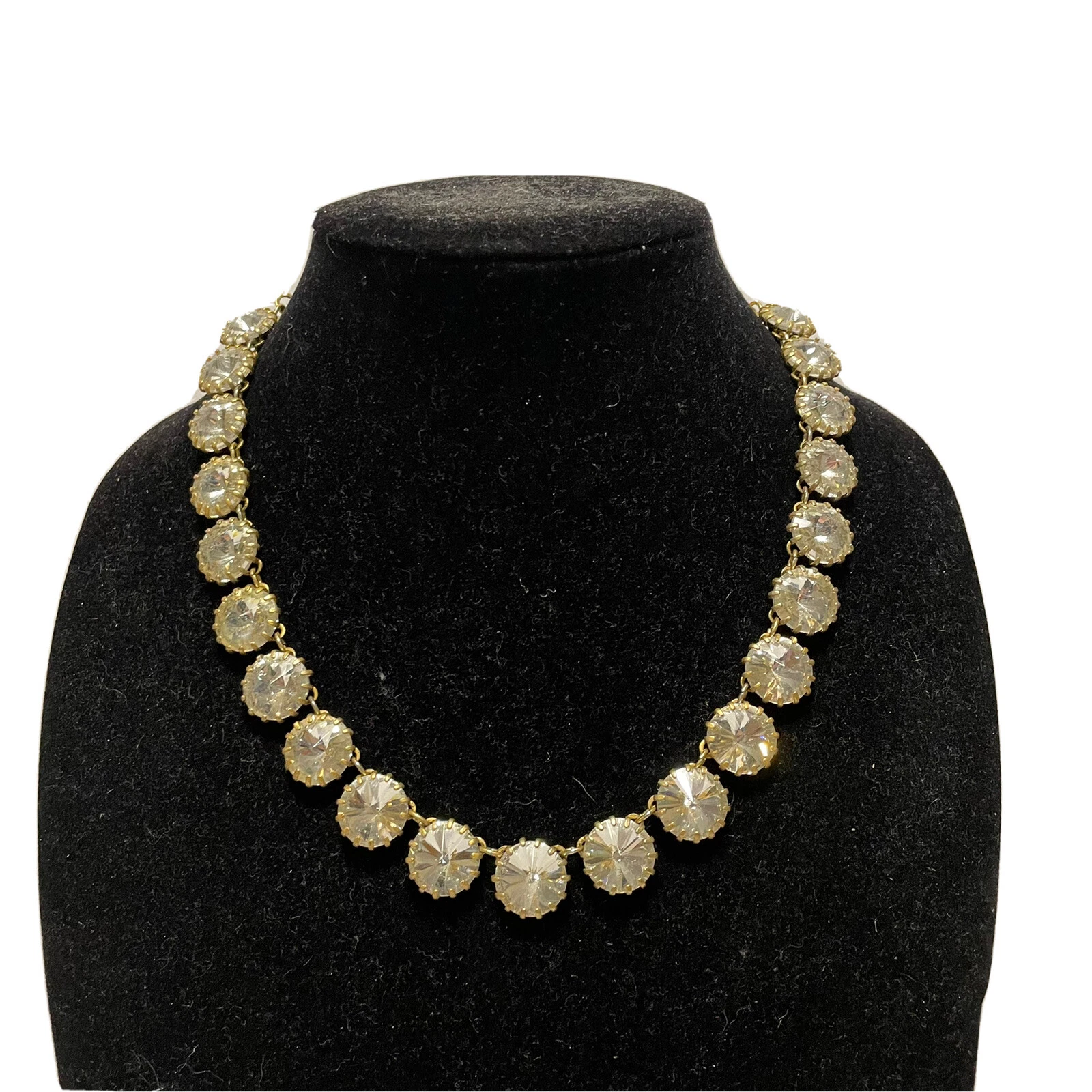 VETEMENTS Collana J Crew Venere Flytrap Oro Grande Rivoli Cristallo Trasparente Collare