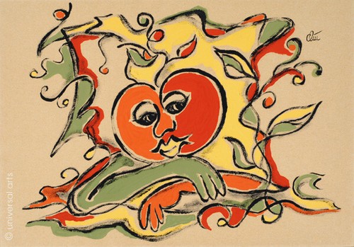JACQUELINE DITT - Pomme Pomodori - small Original Gemälde 1989 Tomate