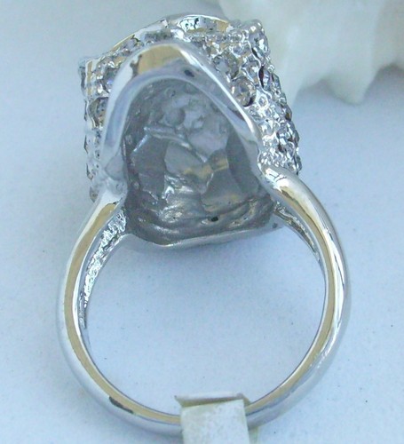 Unique Cocktail Skull Skeleton Ring Gray Austrian Crystal CR788C1 - Picture 5 of 6
