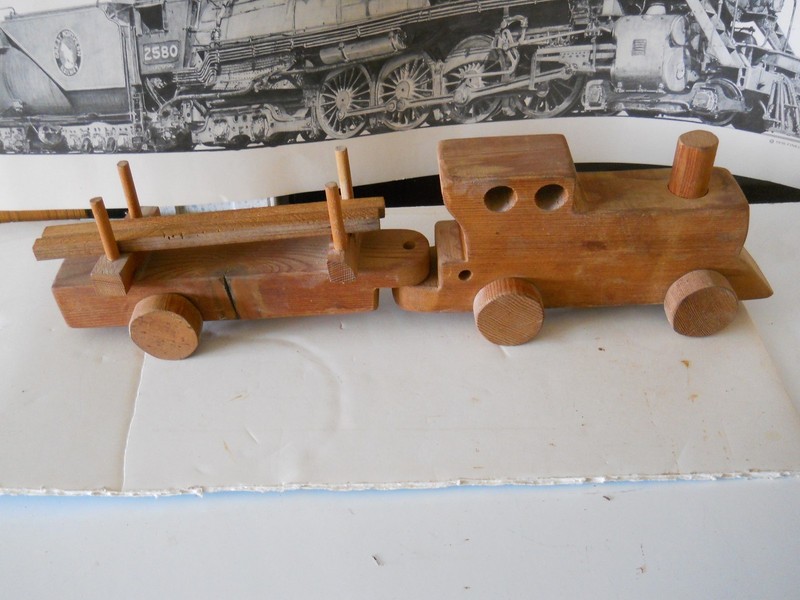 Wood Steam Locomotive/log car folk art from Terrace British Columbia