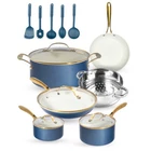 Gotham Steel Navy/Cream 15 Piece Nonstick Ceramic Cookware Set with Utensils