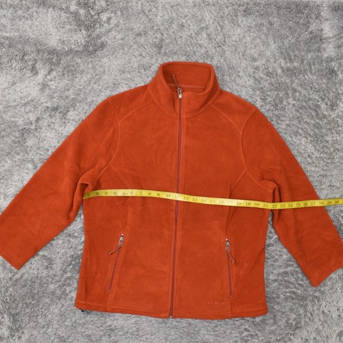 L.L. Bean Women's Size L Fleece Basic Jacket Orange Polyester Zip Pockets - Picture 3 of 8