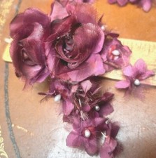 vintage flowers 1940s pearl stamens silk 4x5" hand wrapped 1pc Japan