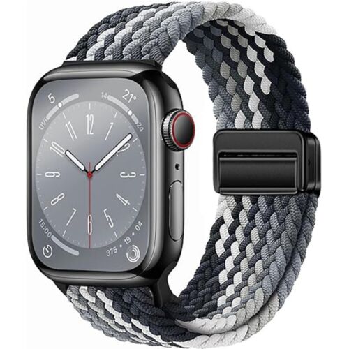 Premium Real Soft Woven Elastic Nylon Loop WatchBand f Apple Watch Series 8 45mm