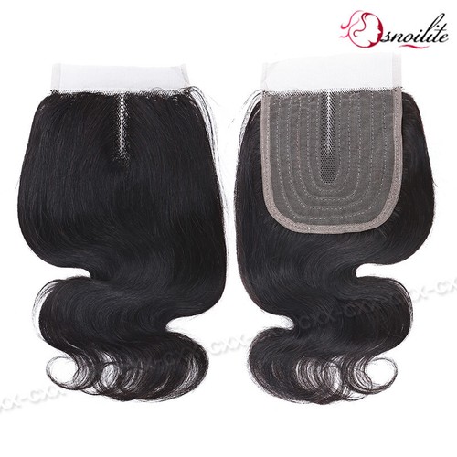 Chiusura capelli umani brasiliani 4*4 chiusura pizzo remy trama capelli vergini parte centrale - Foto 9 di 13