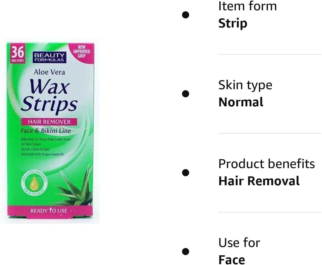Beauty Formulas hair removal wax strips Face & Bikini Line by Beauty