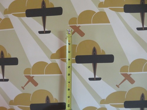 Vintage 2005 Hand Printed Bradbury & Bradbury Aeroplane Wallpaper Never Used BTY - Picture 6 of 7