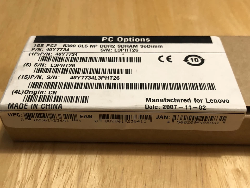 NEW Lenovo IBM 40Y7734 Laptop RAM Memory 1GB PC2-5300 CL5 NP DDR2 SDRAM SoDimm - Image 3 of 3