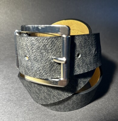 Michael Kors Women\'s Gray MK Logo Monogram Belt Silver Buckle - Size L MICHAEL KORS Women main image 4