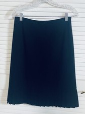 Tahari Skirt Black Pleated Hem Lined Women Size 6